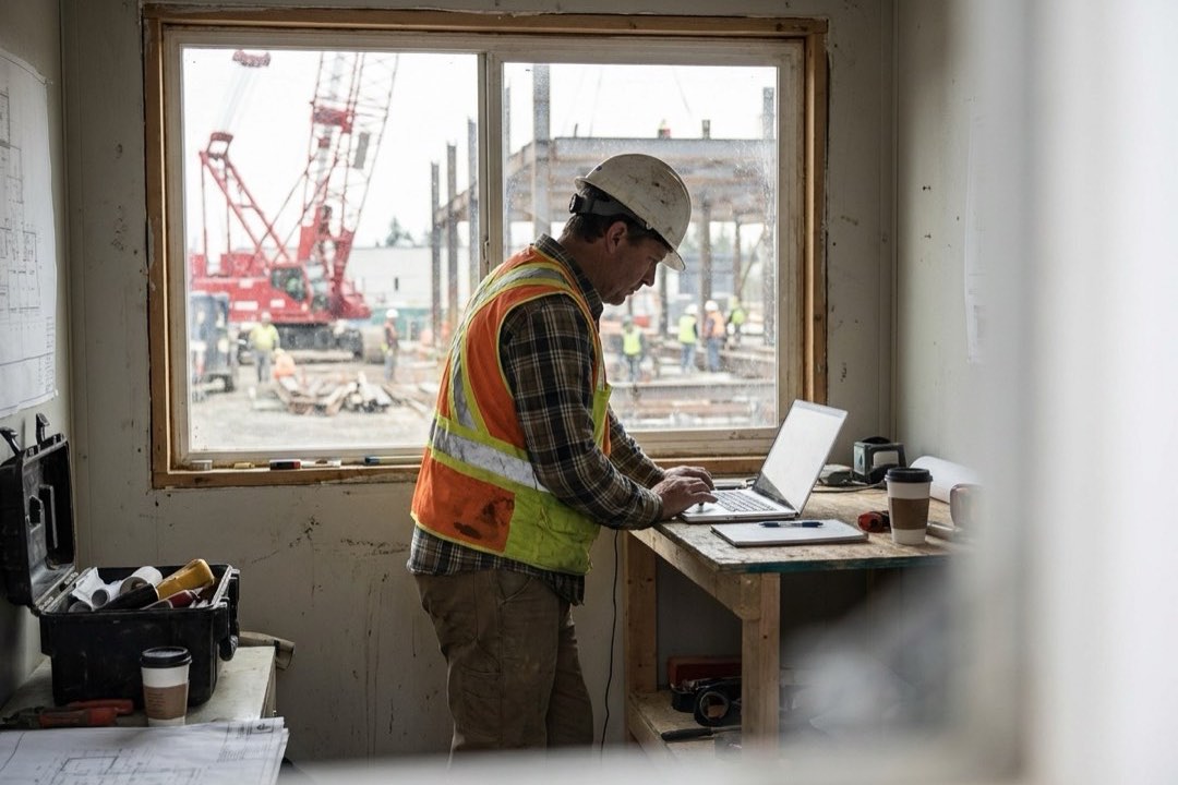 Commercial construction and installs buyer at work