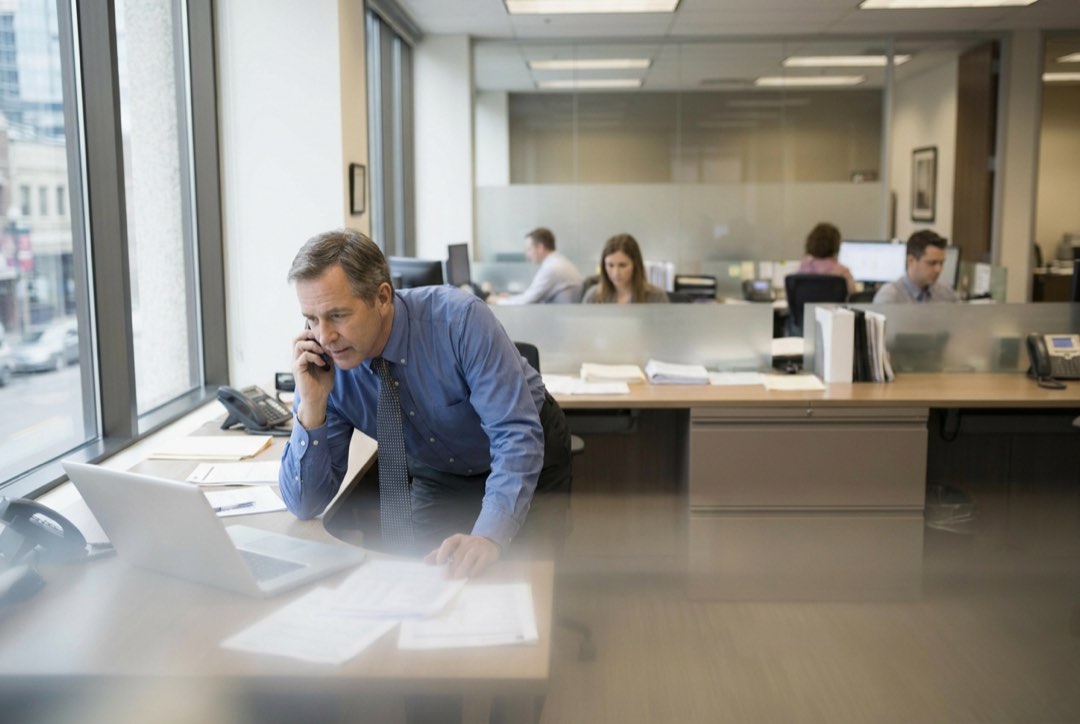 Commercial insurance buyer at work